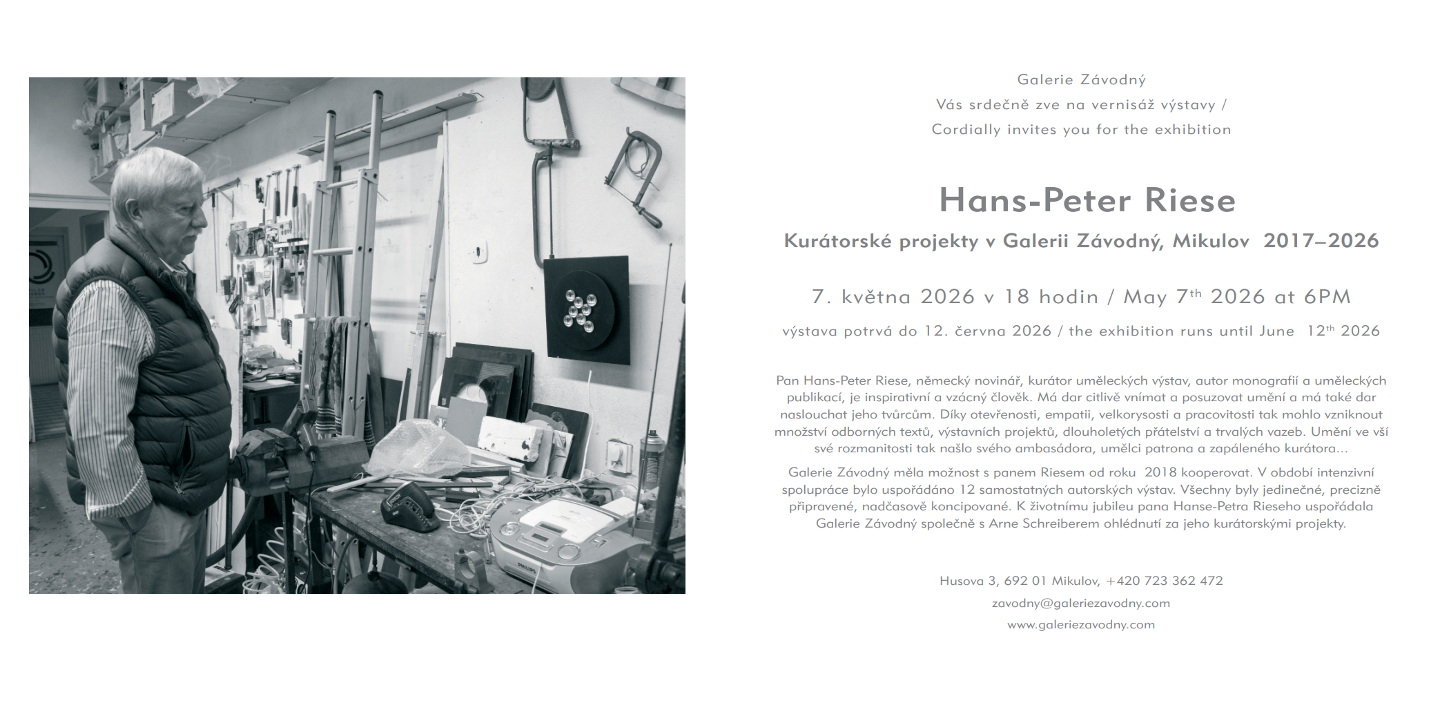 Hans-Peter Riese - Kurátorské projekty v Galerii Závodný