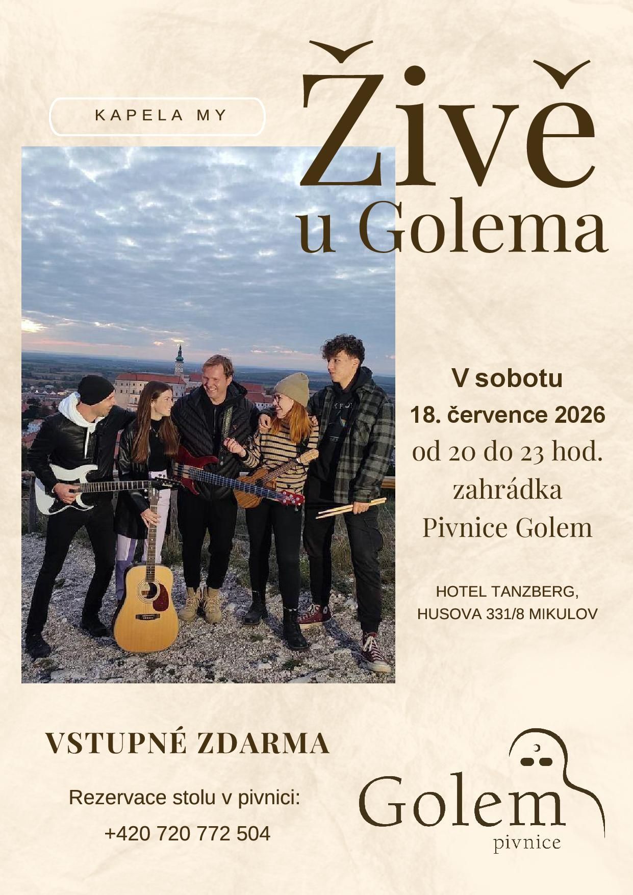 Živá hudba v pivnici GOLEM